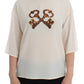 Ivory Sequined Silk Blouse Top