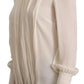 Off White Silk Long Sleeve Turtle Neck Top
