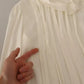 Off White Silk Long Sleeve Turtle Neck Top