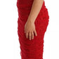 Brown Leopard Red Tulle Sheath Midi Dress