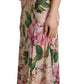 Pink A-line Sheath Floral Pussy Bow Long Dress