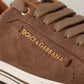 Brown Suede Logo Low Top Sneakers Men Shoes
