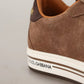 Brown Suede Logo Low Top Sneakers Men Shoes