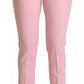 Pink Wool Mid Waist Tapered Pants