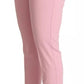 Pink Wool Mid Waist Tapered Pants