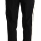Black White Stripes Wool Tapered Pants