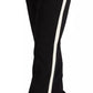 Black White Stripes Wool Tapered Pants