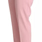 Pink Wool Mid Waist Tapered Pants