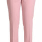 Pink Wool Mid Waist Tapered Pants