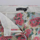 White Pink Floral Brocade Pants