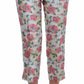White Pink Floral Brocade Pants