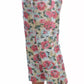White Pink Floral Brocade Pants
