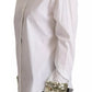 White Cotton Collared Long Sleeves Sequin Top Shirt
