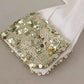 White Cotton Collared Long Sleeves Sequin Top Shirt