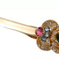 Gold Plated 925 Sterling Silver Crystal Collar Stop Brooch