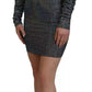 Black Embellished Nylon Bodycon Mini Dress