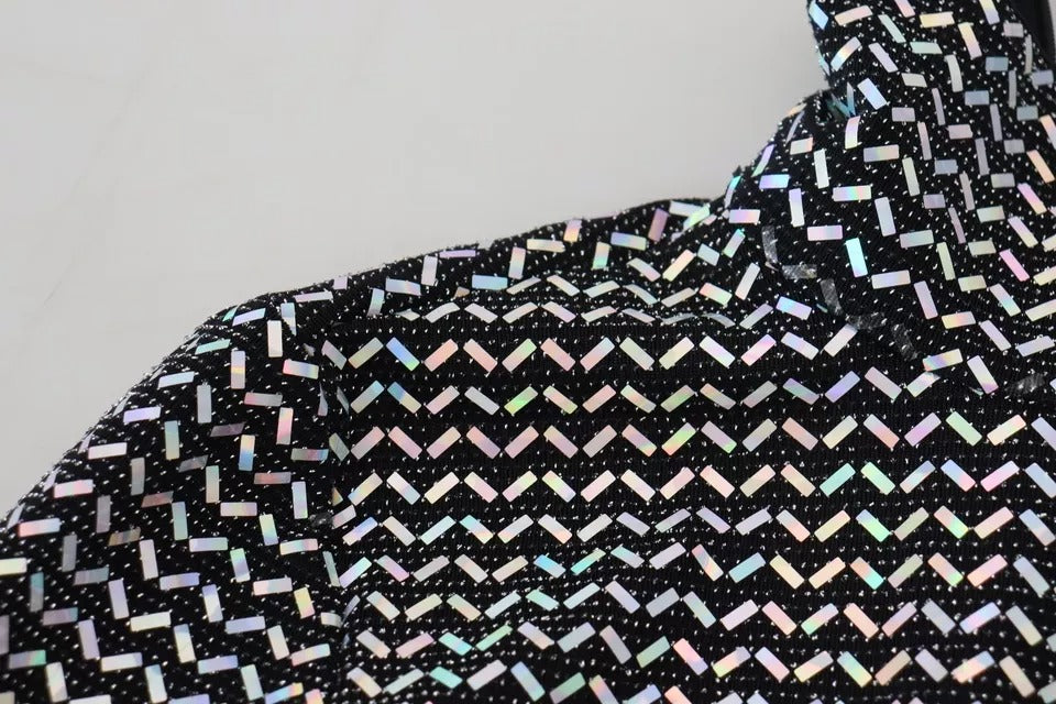 Black Embellished Nylon Bodycon Mini Dress