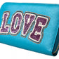 Wallet Light Blue LOVE Leather Zip Around Continental