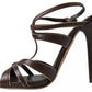 Brown Ankle Strap Stiletto Heels Sandals Shoes