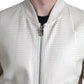 Off White LeatherPerforated Full Zip Jacket