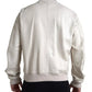 Off White LeatherPerforated Full Zip Jacket