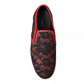 Black Red Lace Slip On Low Top Sneakers Shoes