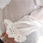 White Cotton Lace Trim Turtle Neck Blouse