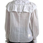 White Cotton Lace Trim Turtle Neck Blouse