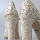 White Lace Crystals Heels Sandals Shoes