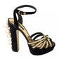 Black Gold Bianca Faux Pearl Sandals