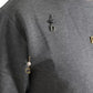 Gray Cotton Embellished Crew Neck  T-shirt