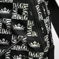 Black White Crown Printed Nylon School Backpack Bag