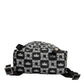 Black White Crown Printed Nylon School Backpack Bag