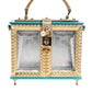 Turquoise Gold Acrylic Leather Miss Dolce Top Handle Bag