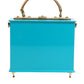 Turquoise Gold Acrylic Leather Miss Dolce Top Handle Bag