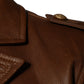 Brown Calfskin Leather Button Down Jacket