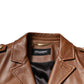 Brown Calfskin Leather Button Down Jacket