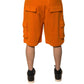 Orange Cotton Men Casual Cargo Bermuda Shorts
