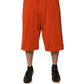 Orange Cotton Blend Men Bermuda Shorts