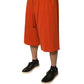 Orange Cotton Blend Men Bermuda Shorts