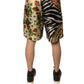 Multicolor Patchwork Silk Men Chino Shorts