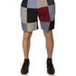 Multicolor Patchwork Linen Men Chino Shorts