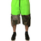 Green Patchwork Cargo Bermuda Shorts