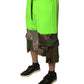 Green Patchwork Cargo Bermuda Shorts