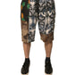 Multicolor Patchwork Linen Bermuda Shorts