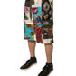 Multicolor Patchwork Cargo Bermuda Shorts