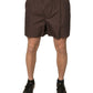 Brown Cotton Blend Men Mid Waist Shorts
