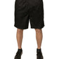 Black Polyester Jersey Mid Waist Shorts