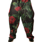 Black Floral Polyester Jogger Sweatpants Pants