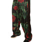 Black Floral Polyester Jogger Sweatpants Pants